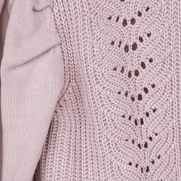 🆕 Lulu’s DUSTY LAVENDER KNIT PUFF SLEEVE SWEATER - Picture 6 of 7